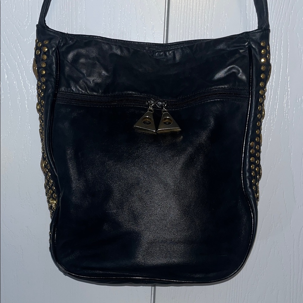 Dawli Vintage Black Leather Shoulder Bag